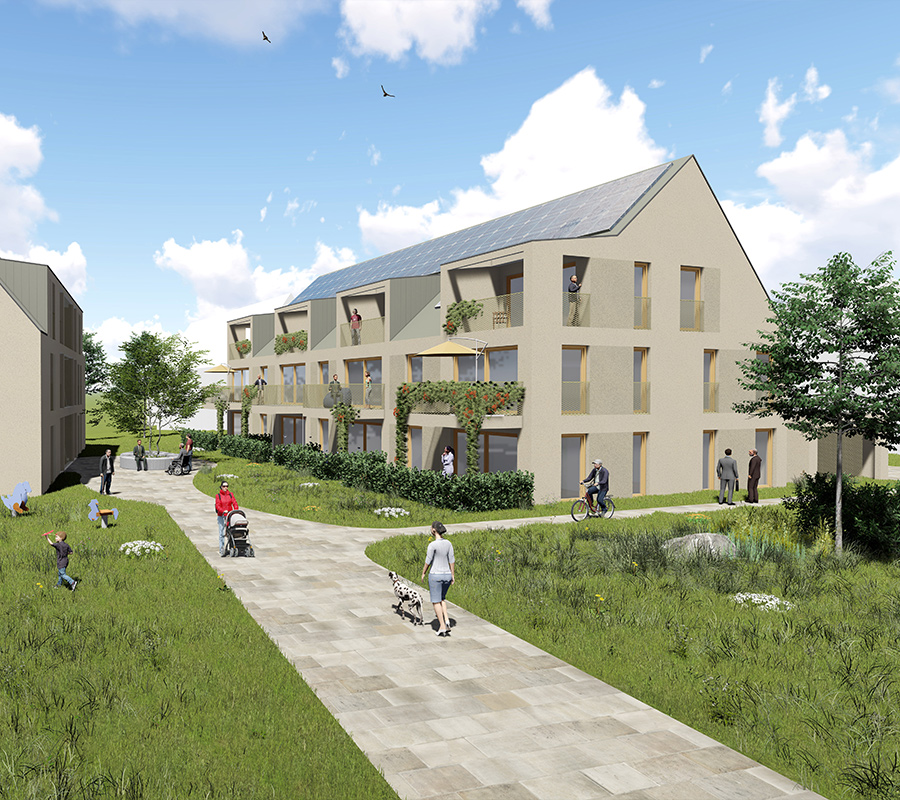 machbarkeitsstudie wohnbau – architektur entwurf entwurf eines wohnquartiers mit grünflächen
